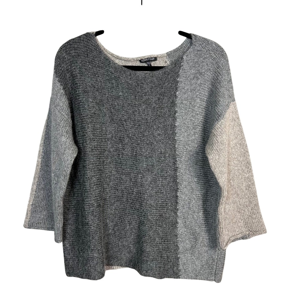 Eileen Fisher Sweater Small Colorblock Wool Mohair Lagenlook Minimalist NEW boxy